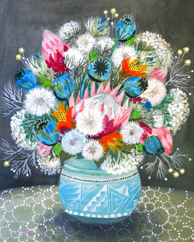 Flowers in Blue Vase
