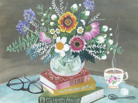 Flowers, Books, and Tea